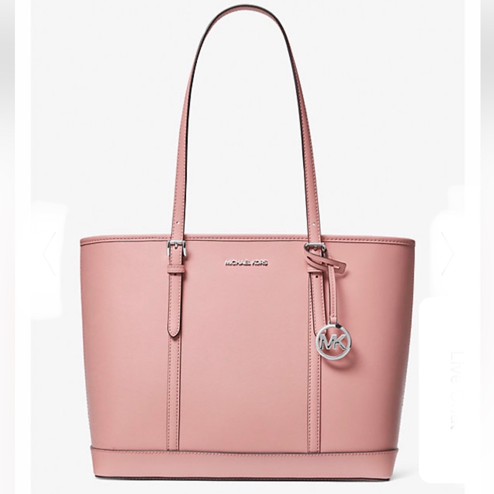 MICHAEL KORS POWDER BLUSH COLOR JET SET TRAVEL LARGE SAFFIANO LEATHER TOTE BAG - Picture 4 of 14
